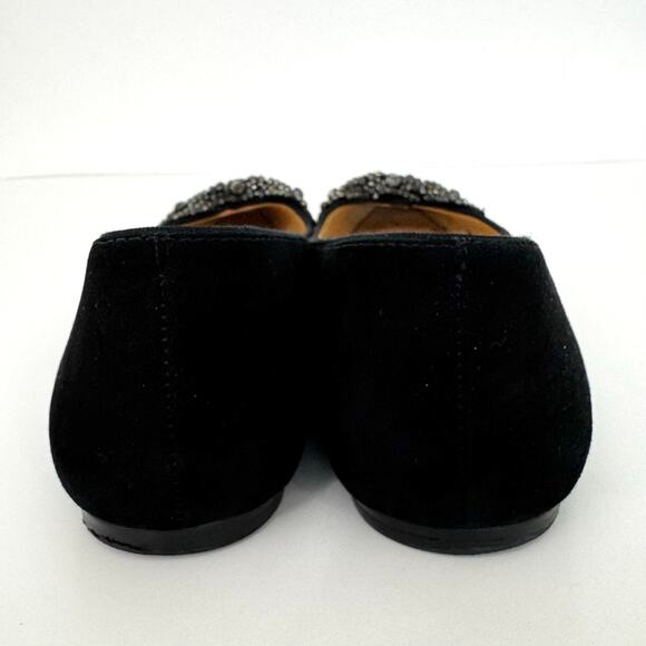 Tory Burch Vanessa Suede Rhinestone Bow Flats Sparkly Crystal Black US 8M - Picture 9 of 13